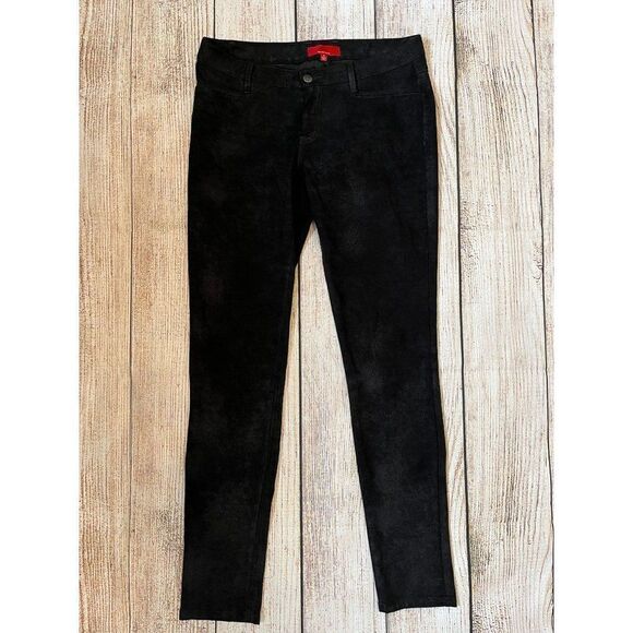 Saks Fifth Avenue Red Sueded Black Skinny Pants Size 4 - Picture 1 of 6